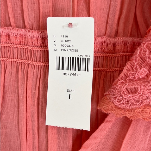 NEW Anthropologie Babydoll Lace Blouse Long Sleeve Sz Large Peach - Picture 6 of 11